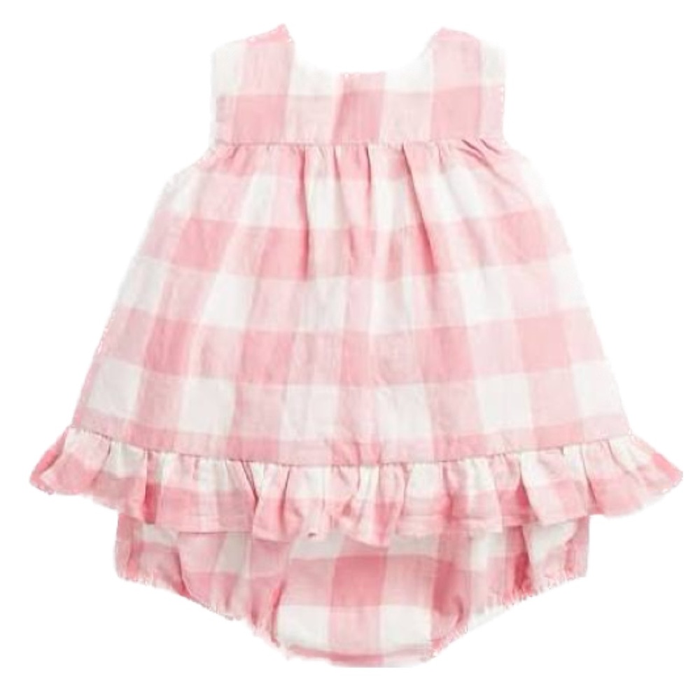 Ralph Lauren Baby Girl Linen Gingham Set